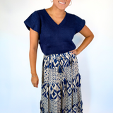 Maya Geometric Maxi Skirt - Deep Blue