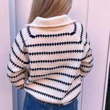 Abbi Collared Sweater - Navy