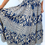 Maya Geometric Maxi Skirt - Deep Blue