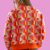 Chloe Geometric Sweater - Pink/Orange