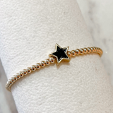 Enamel Star Bead Bracelet - Black