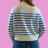 Saylor Stripe Cashmere Sweater - White/Blue