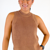 Demi High Neck Knit Top- Cinnamon