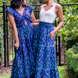 Newport Cut Out Maxi Dress - Navy Trellis