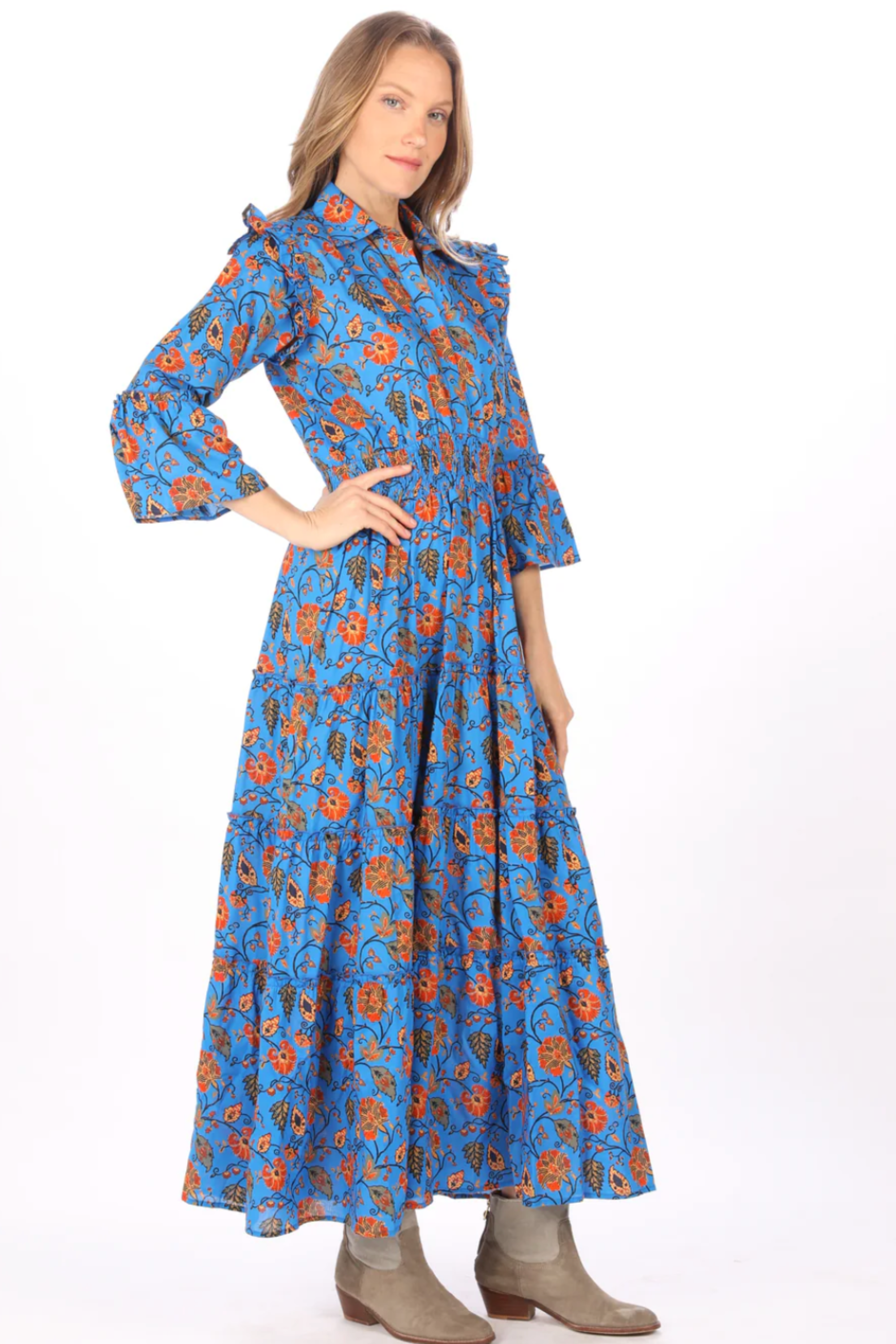 Paula Tiered Maxi Dress - Cobalt Blue