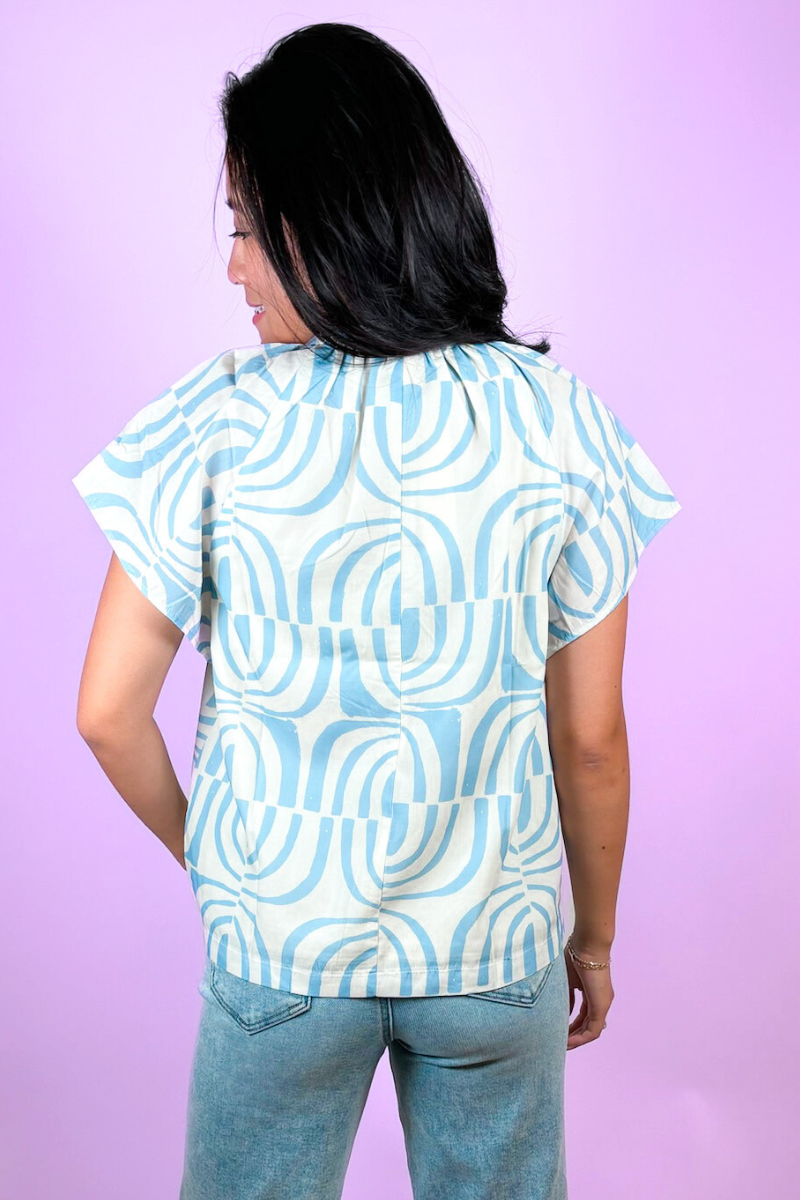 Coolie Short Sleeve Top - Light Blue