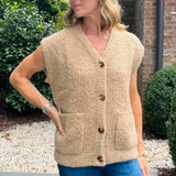 Magaly Button Down Sweater Vest - Camel