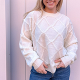 Argyle Textured Sweater - Ivory