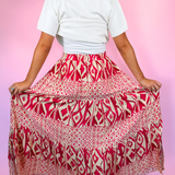 Maya Geometric Maxi Skirt - Deep Pink