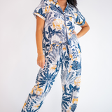 Kathy Jammy Pant Set - Navy Gold Safari