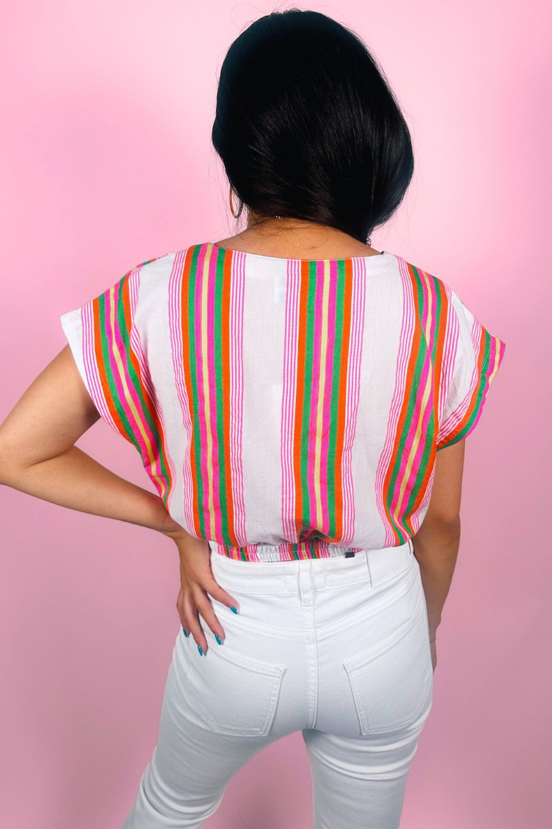 Adelie Stripe Tie Top - Multicolor