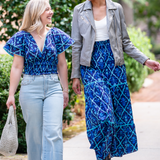 Olivia Floral Maxi Skirt - Navy Trellis