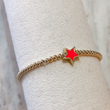 Enamel Star Bead Bracelet - Hot Pink